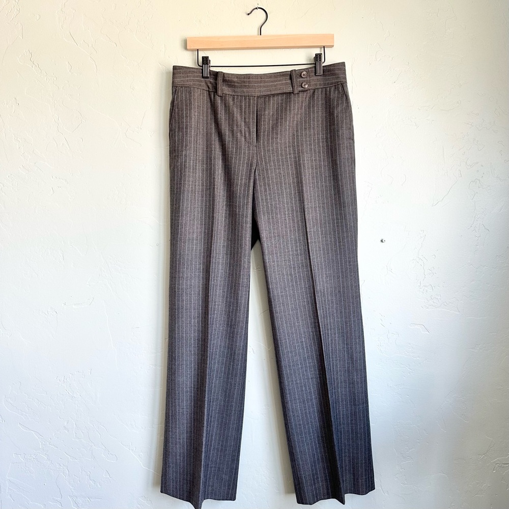 Ann Taylor Women’s The Margo Pant Gray Blue Pinstripe Wool Trousers Size 10 EUC‎